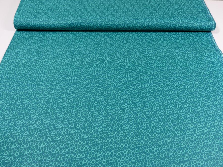 Patchworkstoff von Benartex aus der Serie Frogtastic Kreise petrol